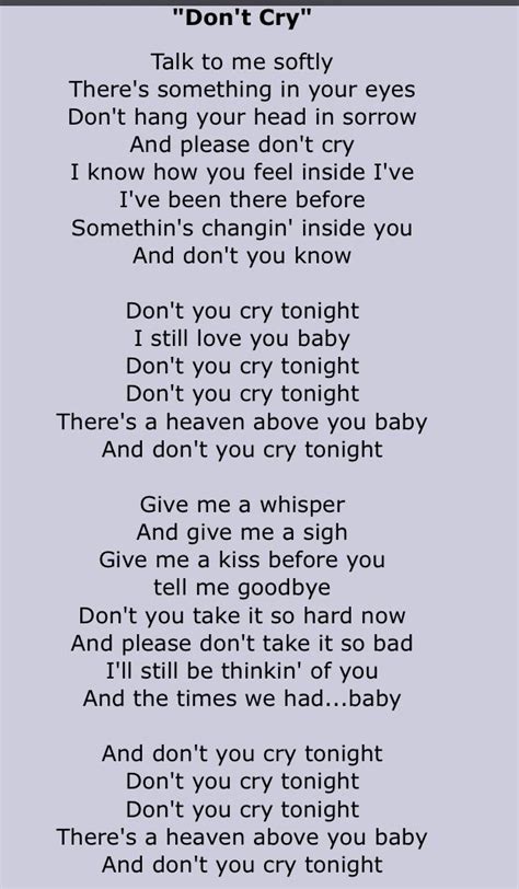 don't you cry for me lyrics|don't cry for me song.